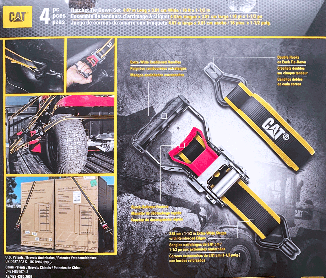 CAT 4 Piece Ratchet Set | Ratcheting Tie Down Strap Set