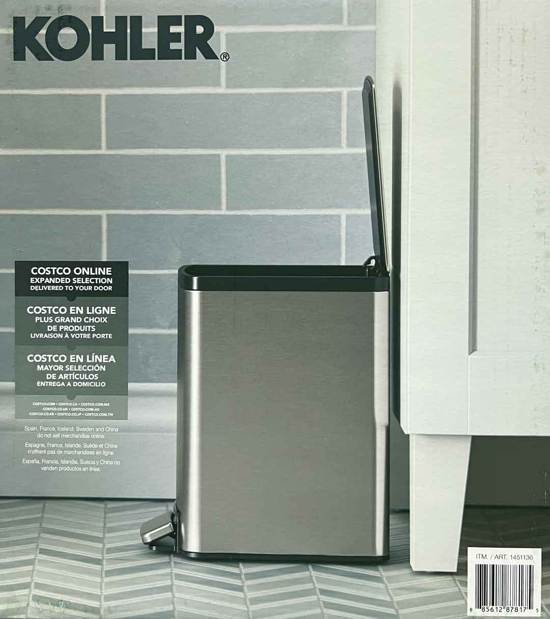 Kohler Stainless Steel 6L Step Bin 2 Pack