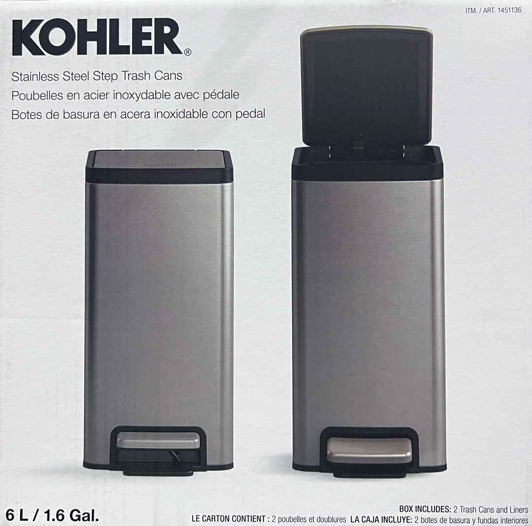 Kohler Stainless Steel 6L Step Bin 2 Pack